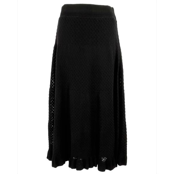Maria Pavan Midi Length Laser Cut Out Skirt in Black Size X-Small - Picture 2 of 10